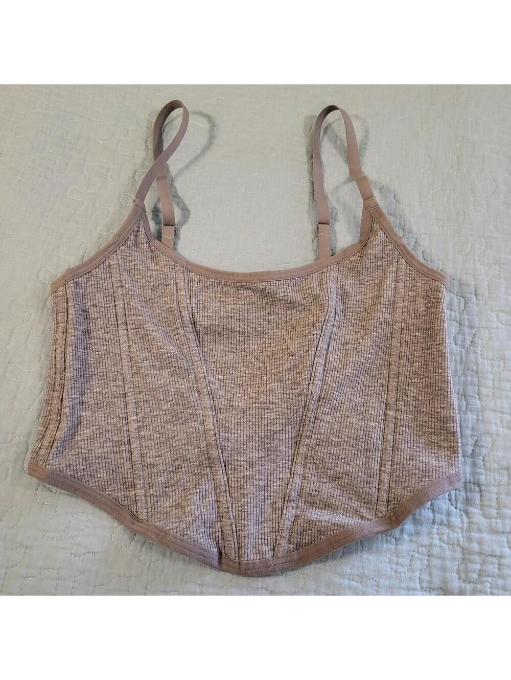 Colsie gray rib-knit  corset style tank top women's medium like new condition